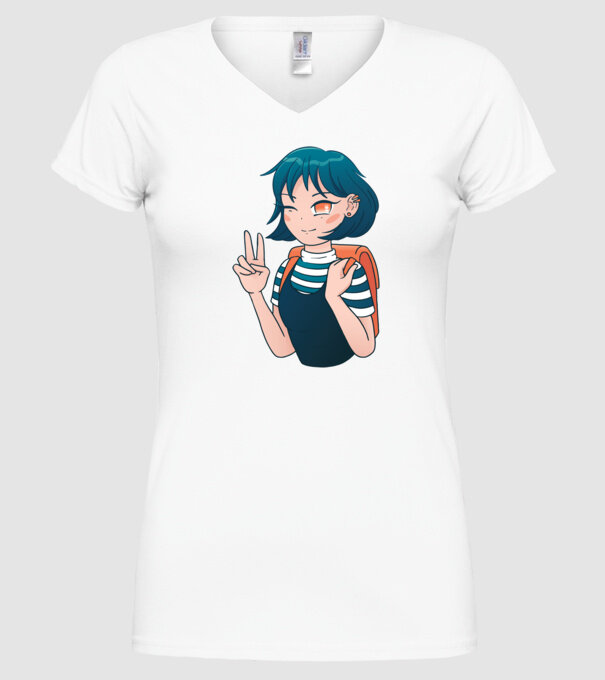 Anime fată model alb pe tricou