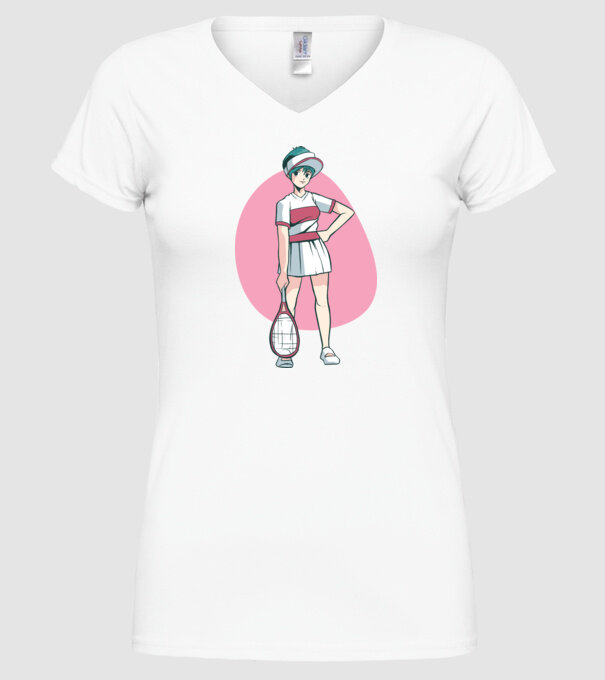 Anime Jucător de tenis fată model alb pe tricou