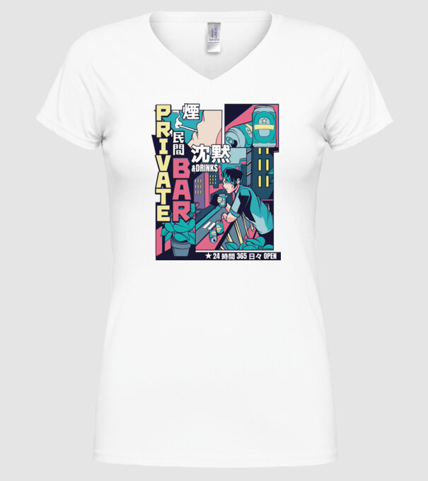Anime Vaporwave benzi desenate model alb pe tricou
