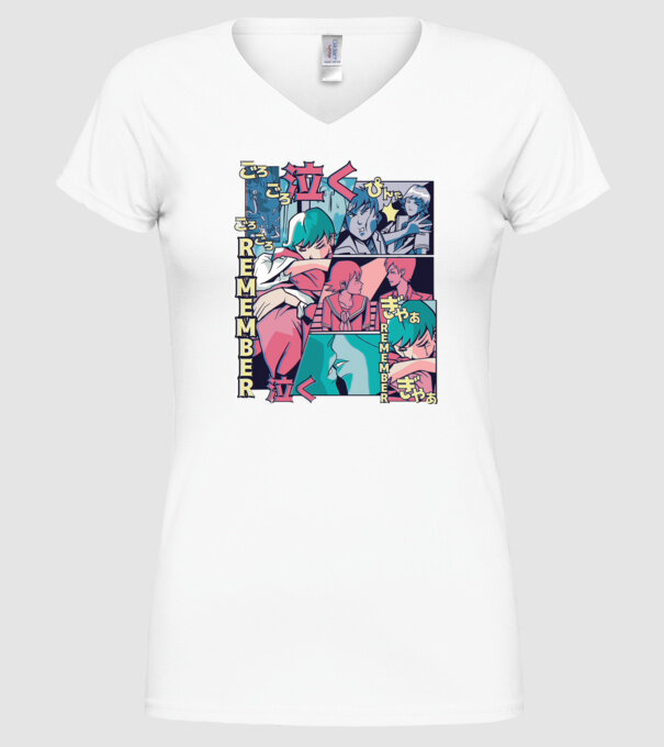 Anime Vaporwave benzi desenate model alb pe tricou