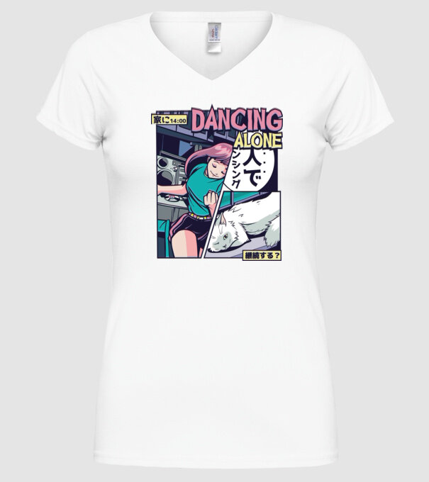 Anime Vaporwave benzi desenate model alb pe tricou