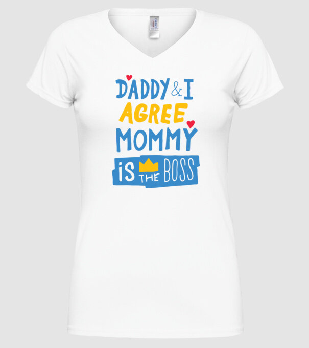 Mama e șefa model alb pe tricou