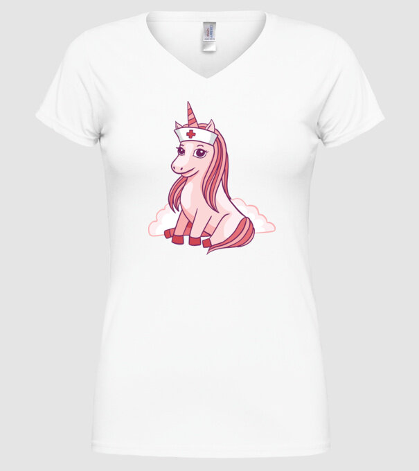 Îngrijitor unicorn model alb pe tricou