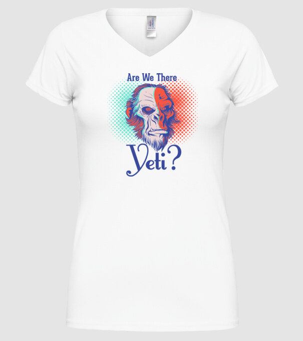 Are we there Yeti model alb pe tricou