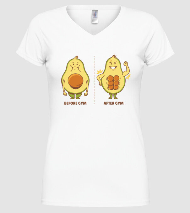 Antrenament Avocado model alb pe tricou