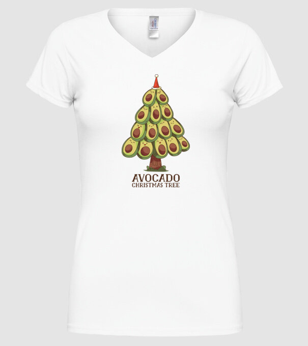 Pom de Crăciun Avocado model alb pe tricou