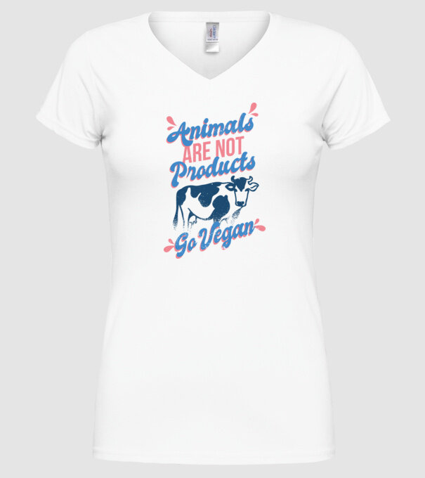 Animalele nu sunt produse, fii vegan tricou model alb pe tricou