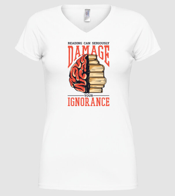 Cititul poate dăuna grav ignoranței tale model alb pe tricou