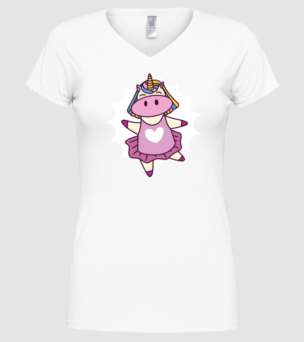 Unicorn dansator de balet model alb pe tricou