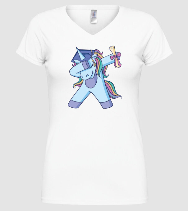 Unicorn Absolvent model alb pe tricou