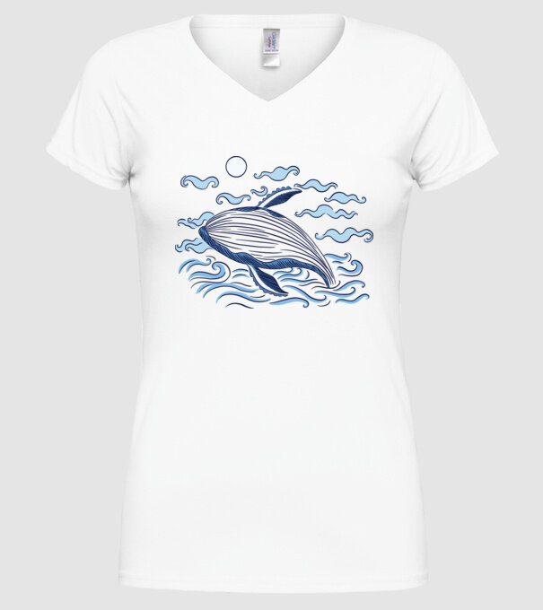 Balenă model alb pe tricou