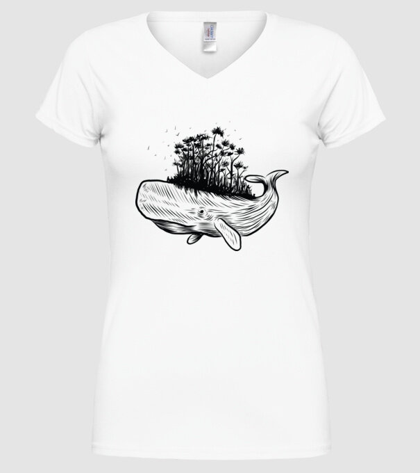 Balenă Natură model alb pe tricou