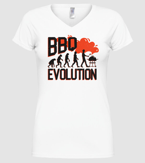 BBQ Evoluție Grătar model alb pe tricou