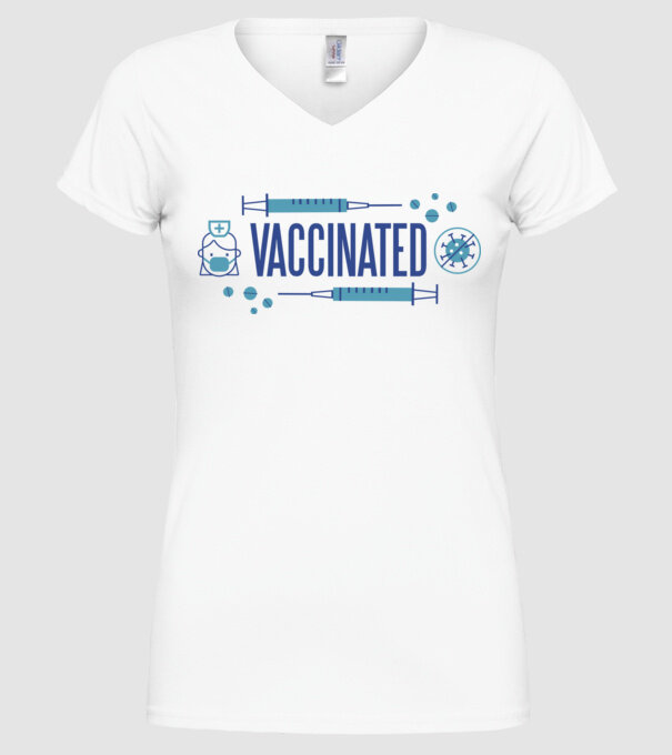 Sunt vaccinat model alb pe tricou