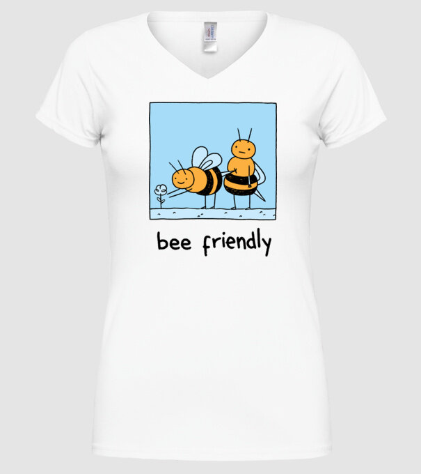 Bee friendly model alb pe tricou