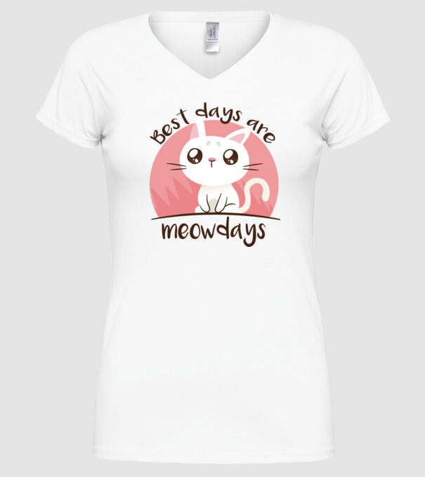 Best days are Meowdays model alb pe tricou