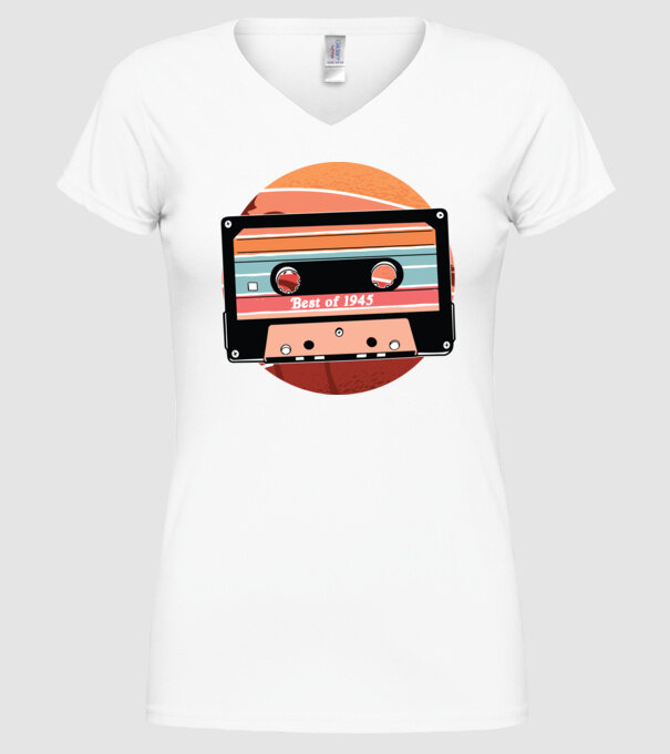 Best of 1945 retro Tape Birthday model alb pe tricou