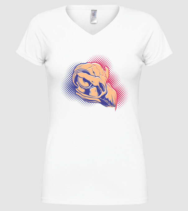 Bird skull model alb pe tricou