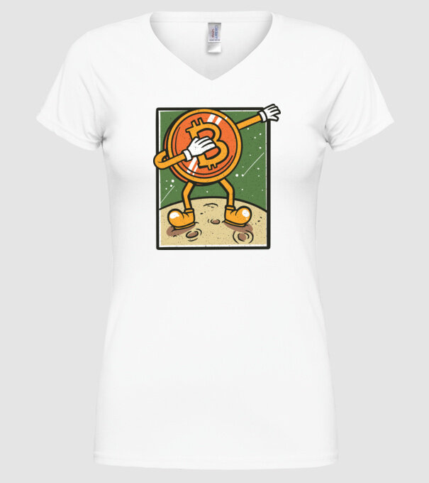 Bitcoin DAB model alb pe tricou
