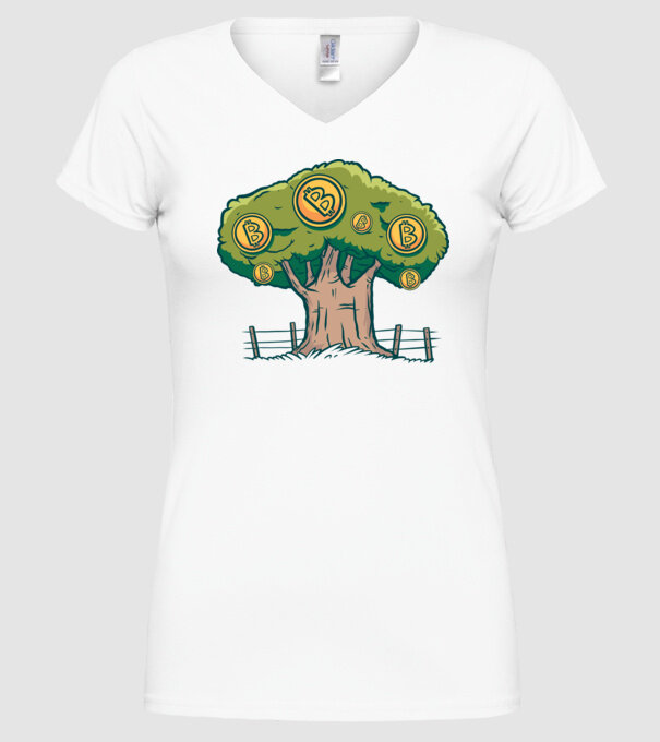 Bitcoin copac model alb pe tricou