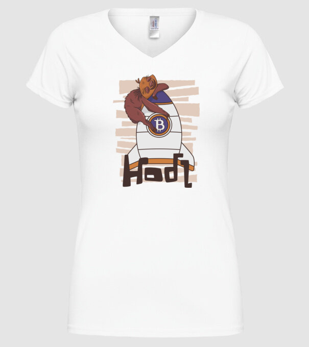 Bitcoin Hodl Leneș model alb pe tricou