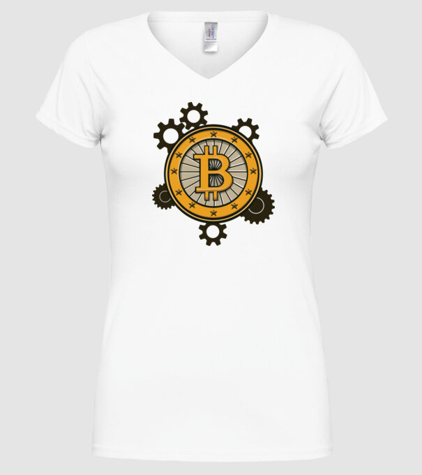 Mecanică Bitcoin model alb pe tricou