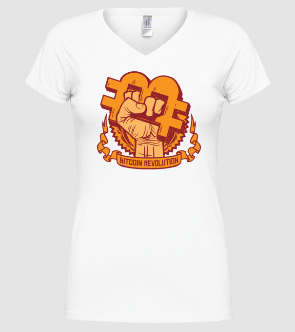 Bitcoin Revolution model alb pe tricou