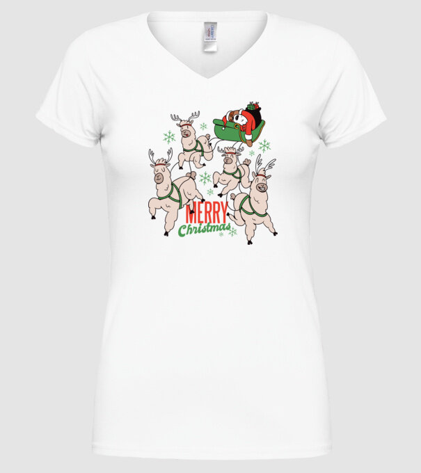 Crăciun Fericit Moș Crăciun Leneș model alb pe tricou