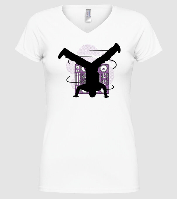 Dansator Break model alb pe tricou