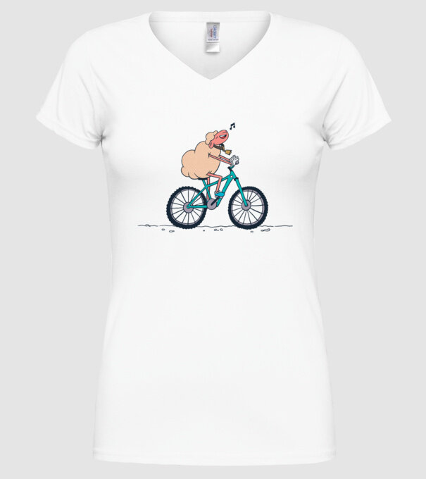 Miel cu bicicletă model alb pe tricou