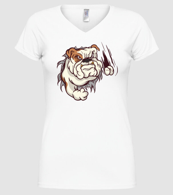 Bulldog model alb pe tricou