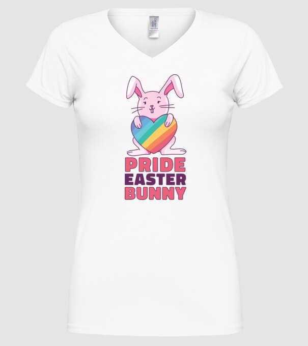 Iepurașul de Paște mândru model alb pe tricou