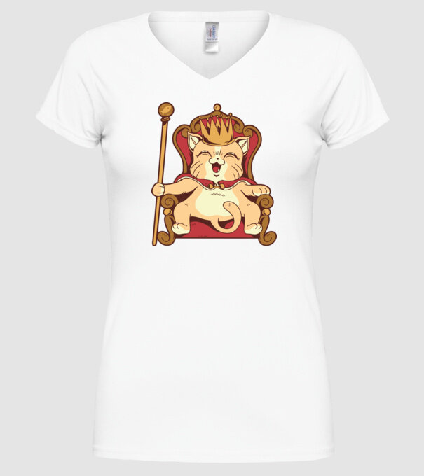Cat King Pisică rege model alb pe tricou
