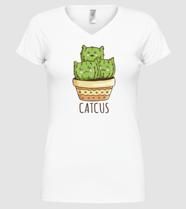 Catcus Pisică Cactus model alb pe tricou