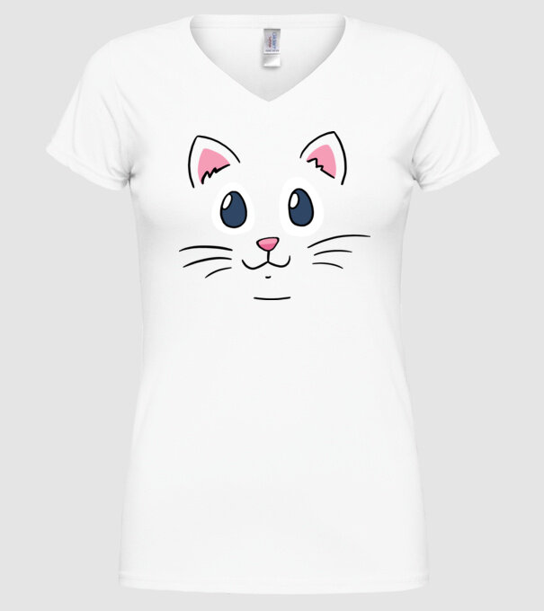Cap pisică model alb pe tricou