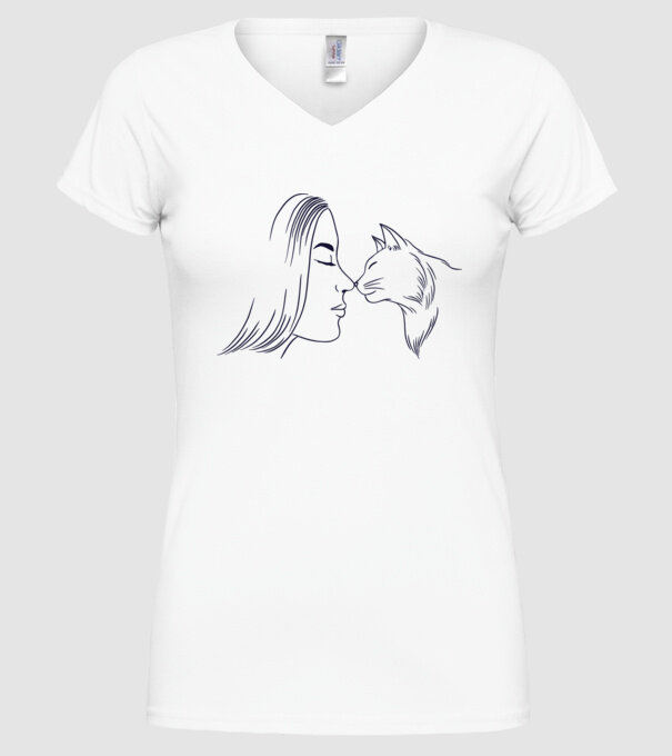 Dragoste Pisică model alb pe tricou