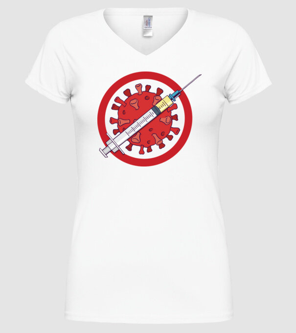Vaccin virus (?) model alb pe tricou