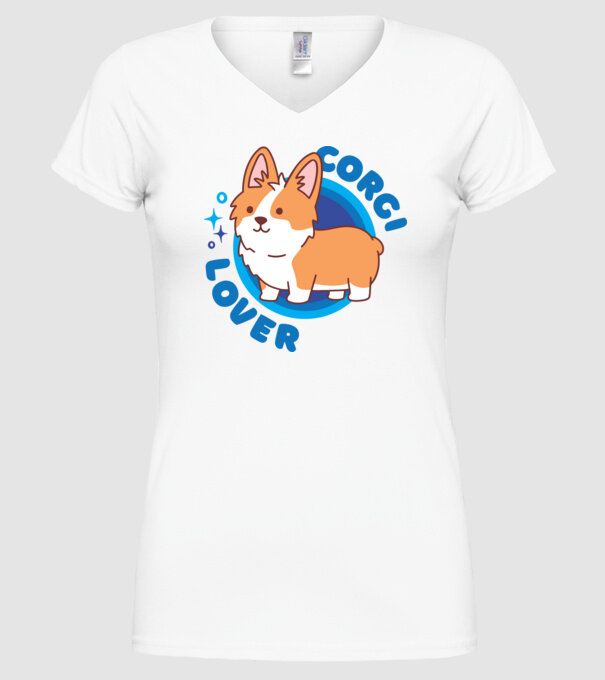 Corgi Lover model alb pe tricou