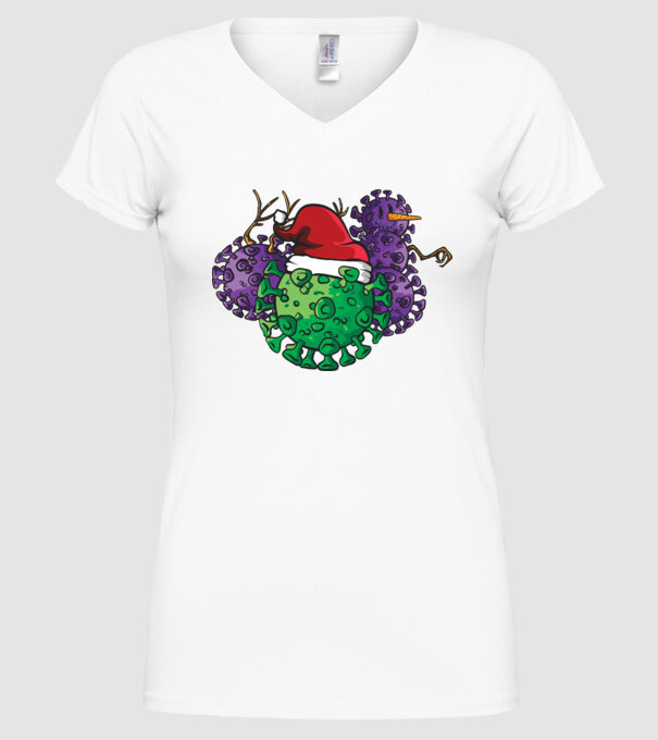 Christmas Covid model alb pe tricou