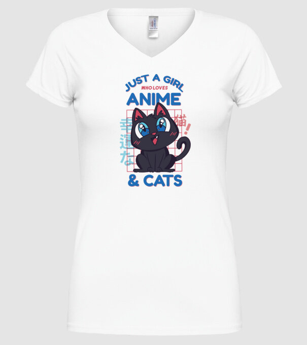 Doar o fată căreia îi place Anime și Pisicile model alb pe tricou