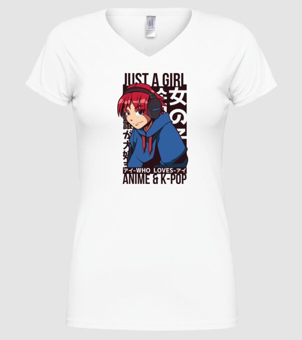 Doar o fată căreia îi place Anime și K-Pop model alb pe tricou