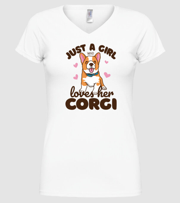 Doar o fată care iubește Corgiul său model alb pe tricou