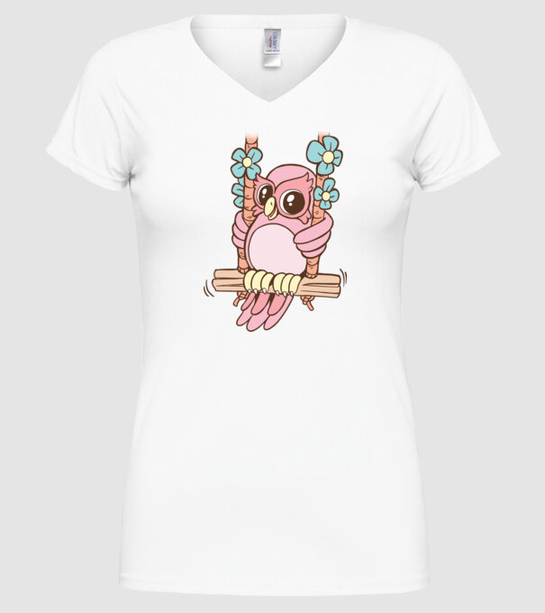 Bufniță drăguță pe un leagăn model alb pe tricou