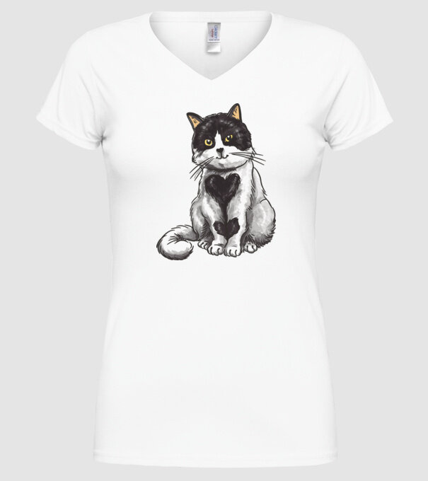 Pisicuță drăguță model alb pe tricou