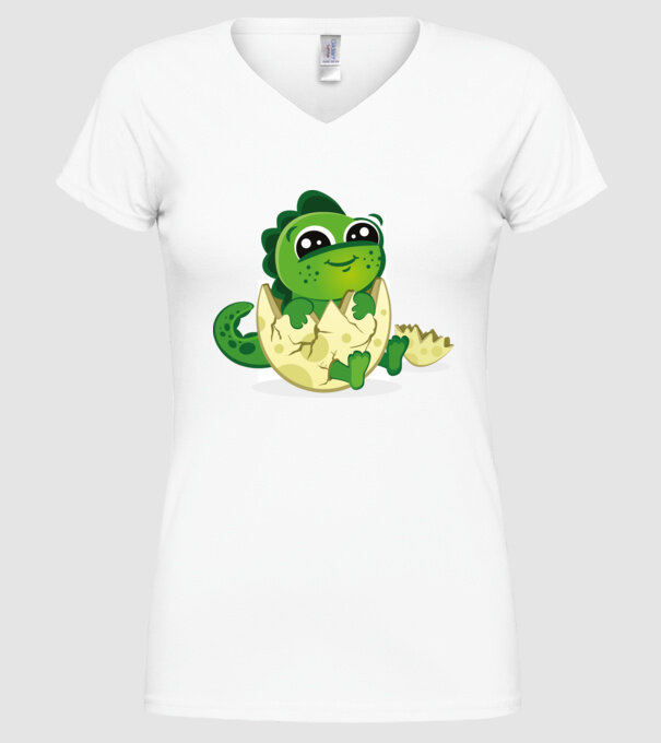 dinozaur drăguț în ou model alb pe tricou