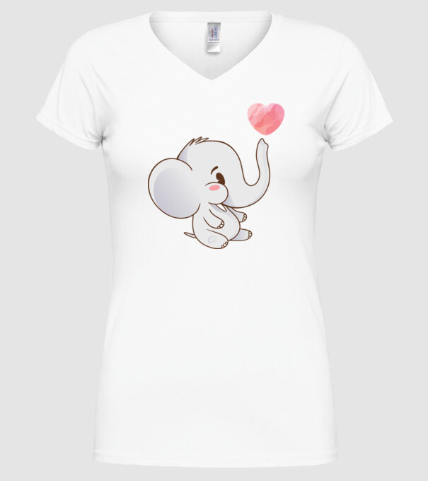 Elefant drăguț model alb pe tricou