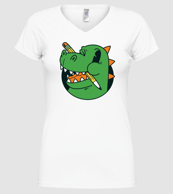Elev Dinozaur drăguț model alb pe tricou