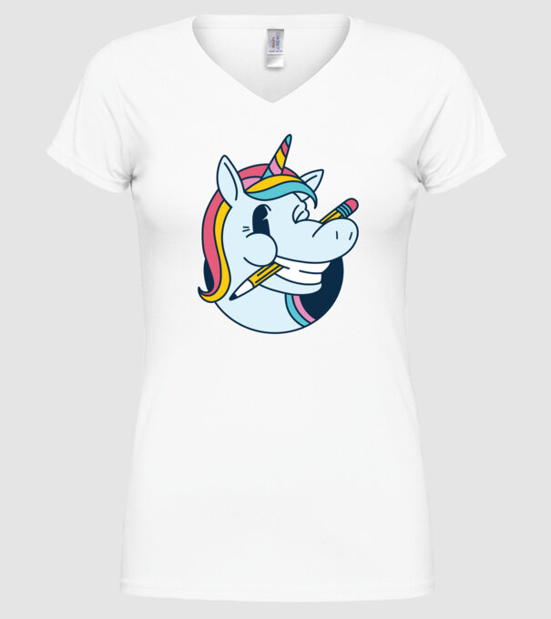 Elev Unicorn drăguț model alb pe tricou