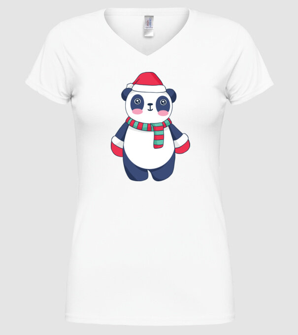 Panda drăguț de Crăciun model alb pe tricou