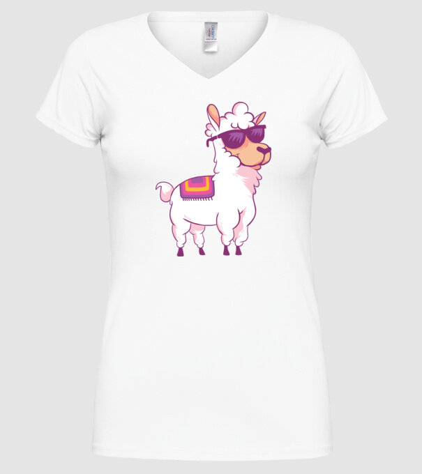 Llama drăguț model alb pe tricou